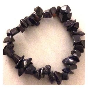 Black Genuine Goldstone Shimmer Stretch Bracelet